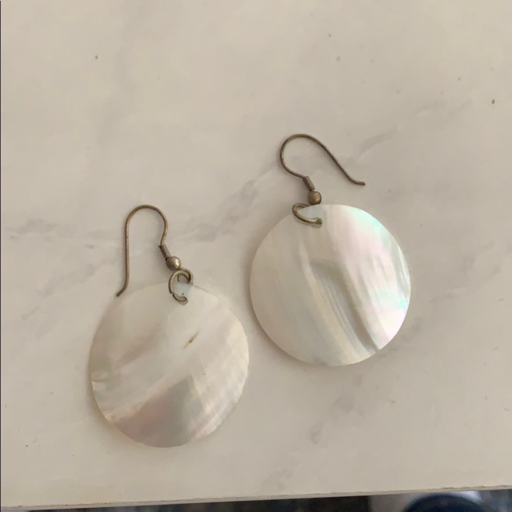 NWT Capiz Shell Dangle Earrings | Boho Coastal Beach Summer Gift for Her